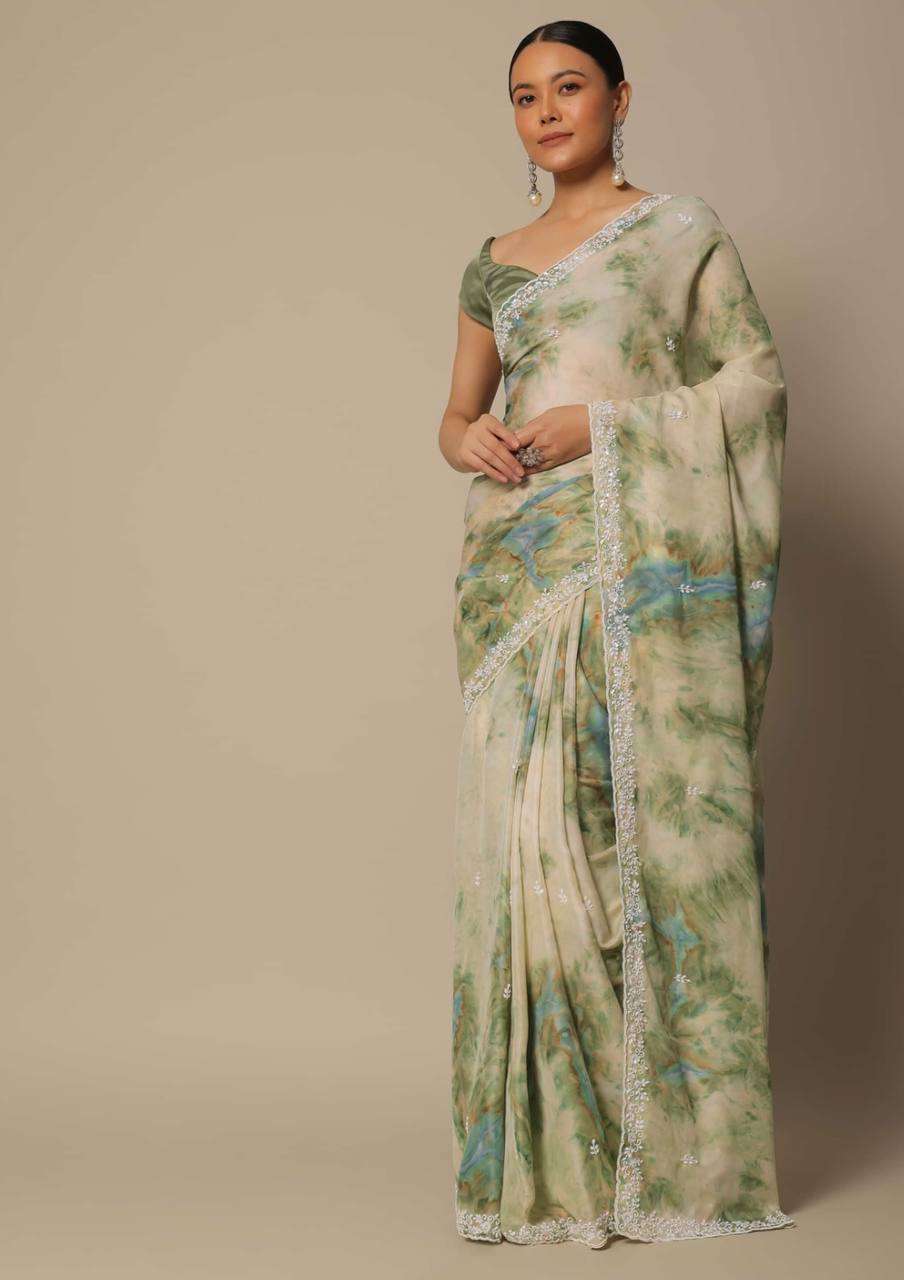 PARTY WEAR LOOK GEORGETTE FABRIC WITH FANCY BORDER SAREE 