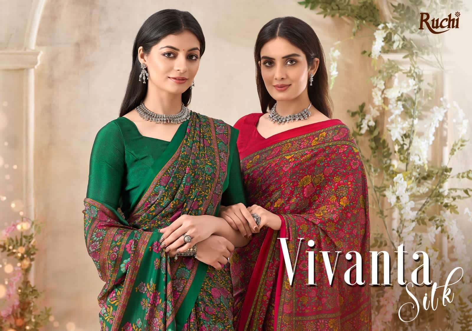 RUCHI VIVANTA SILK 35 CREAP SILK WITH FANCY LOOK SAREE