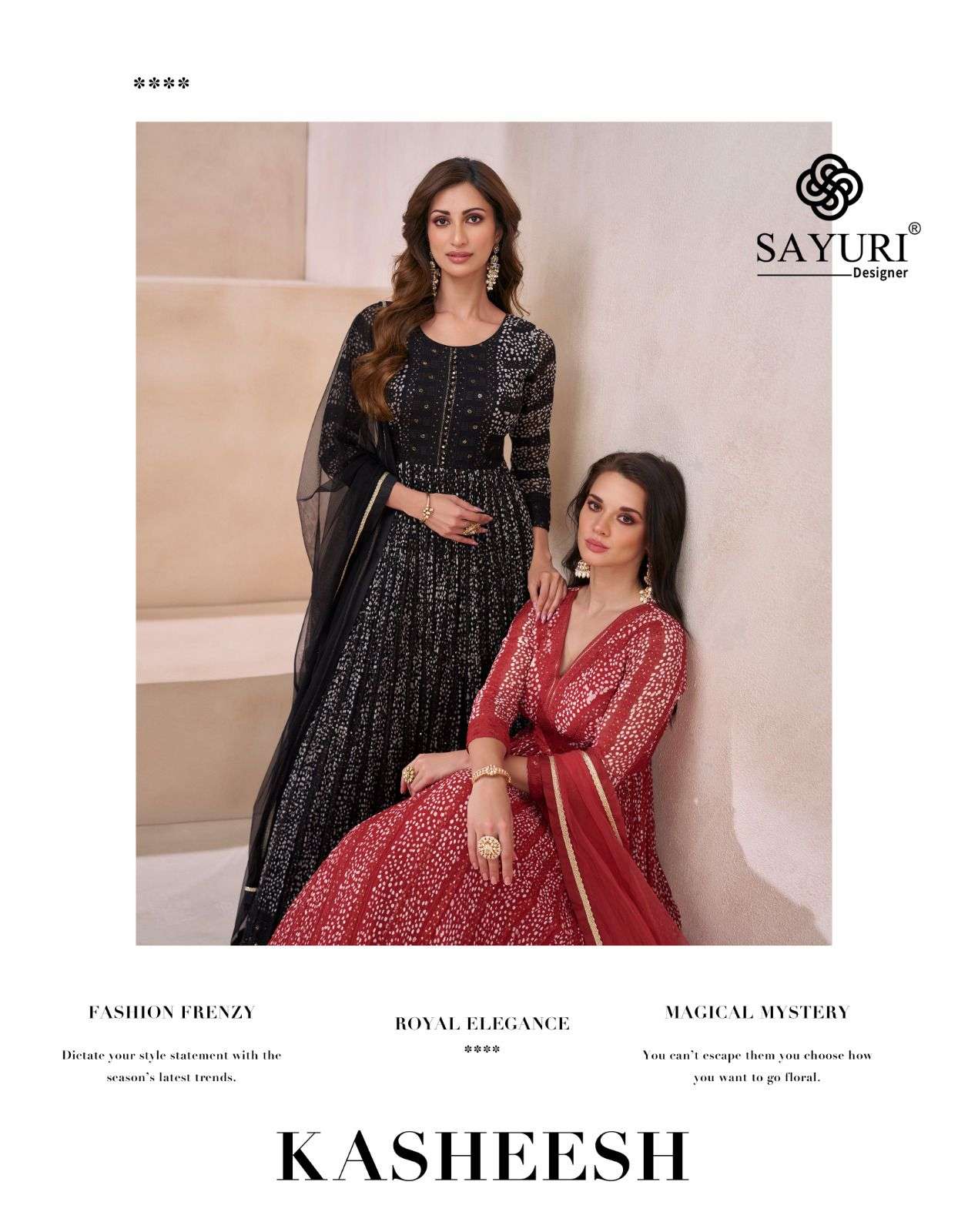 SAYURI DESIGNER KASHEESH REAL GEORGETTE WITH WESTERN LOOK LONG DESIGNER GOWN 