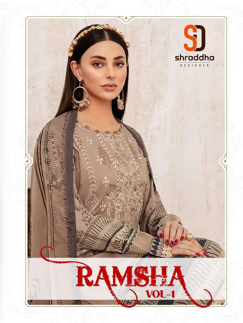 SHRADDHA DESIGNER RAMSHA VOL 1 LAWN COTTON PAKISTANI SUITS