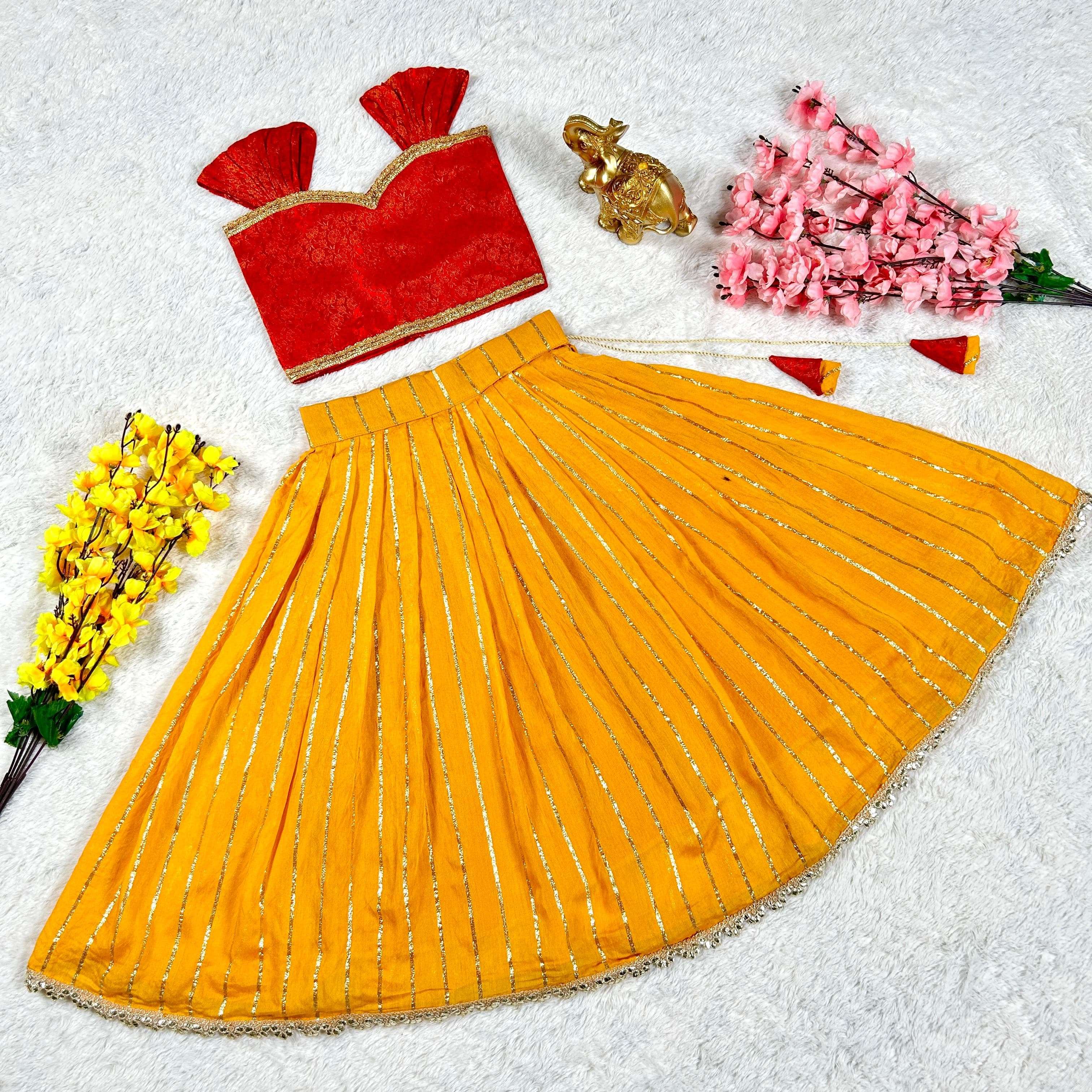 VISCOSE SILK FESTIVAL SPECIAL CROP TOP STYLE KIDS LEHENGA CHOLI