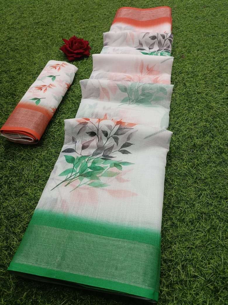 15 AUGUST SPECIAL TIRANGA COLOUR LINEN SAREE 