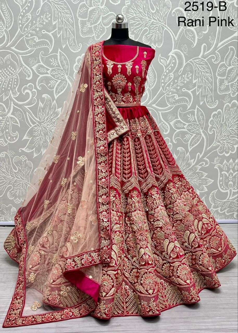 BRIDAL SPECIAL VELVET WITH HAND EMBROIDERY WORK LEHENGA CHOLI 