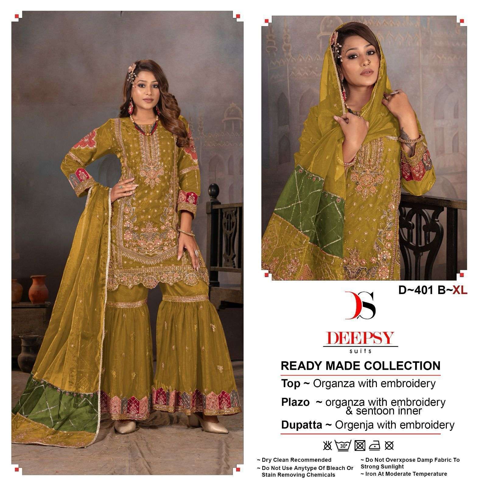 DEEPSY SUITS D 401 ORGANZA EMBROIDERY WORK READYMADE SUITS