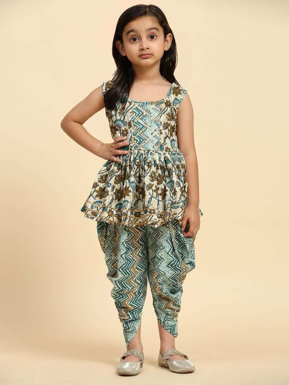 ETHNIC WEAR COTTON TOP WITH DHOTI STYLE KIDS