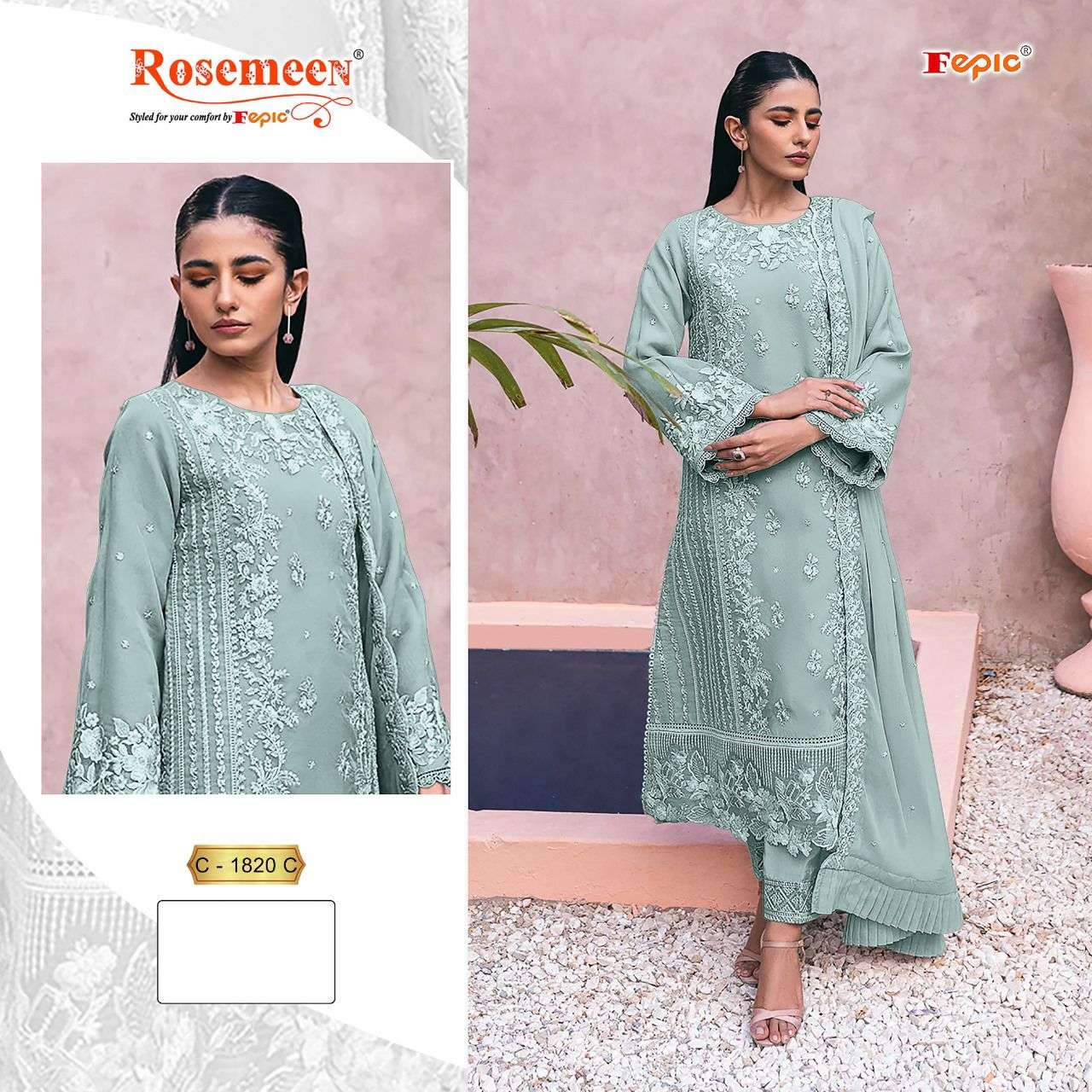 FEPIC ROSEMEEN 1820 GEORGETTE EMBROIDERY WORK PAKISTANI SUITS 