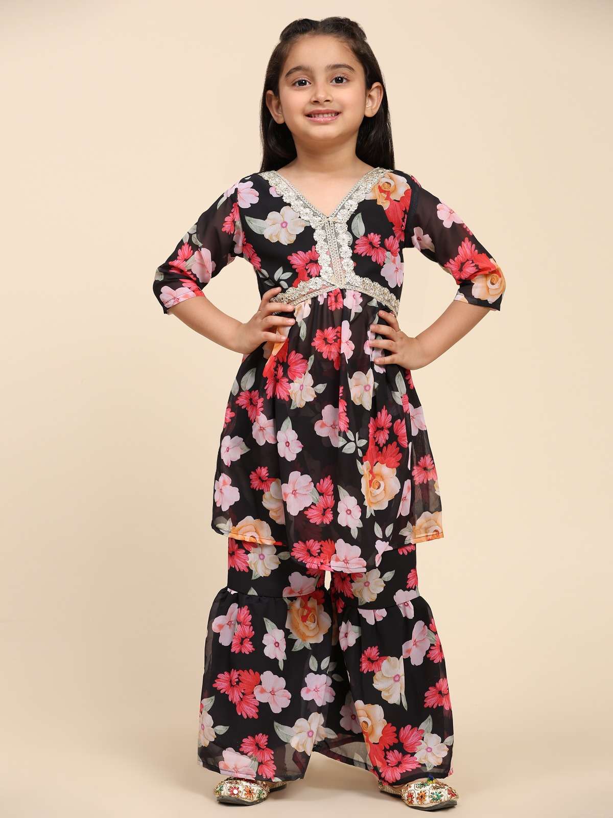 FLOWER PRINTED GEORGETTE READYMADE KIDS SUITS