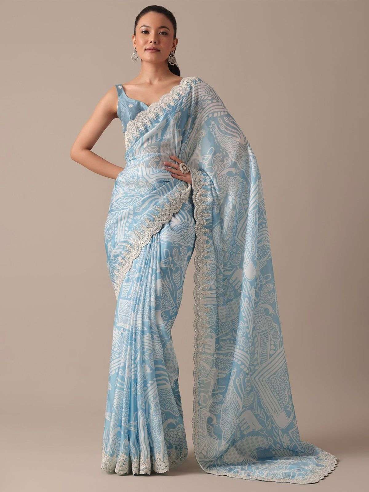 GEORGETTE WITH CUT WORK BORDER PARTY WEAR STYLE SAREE