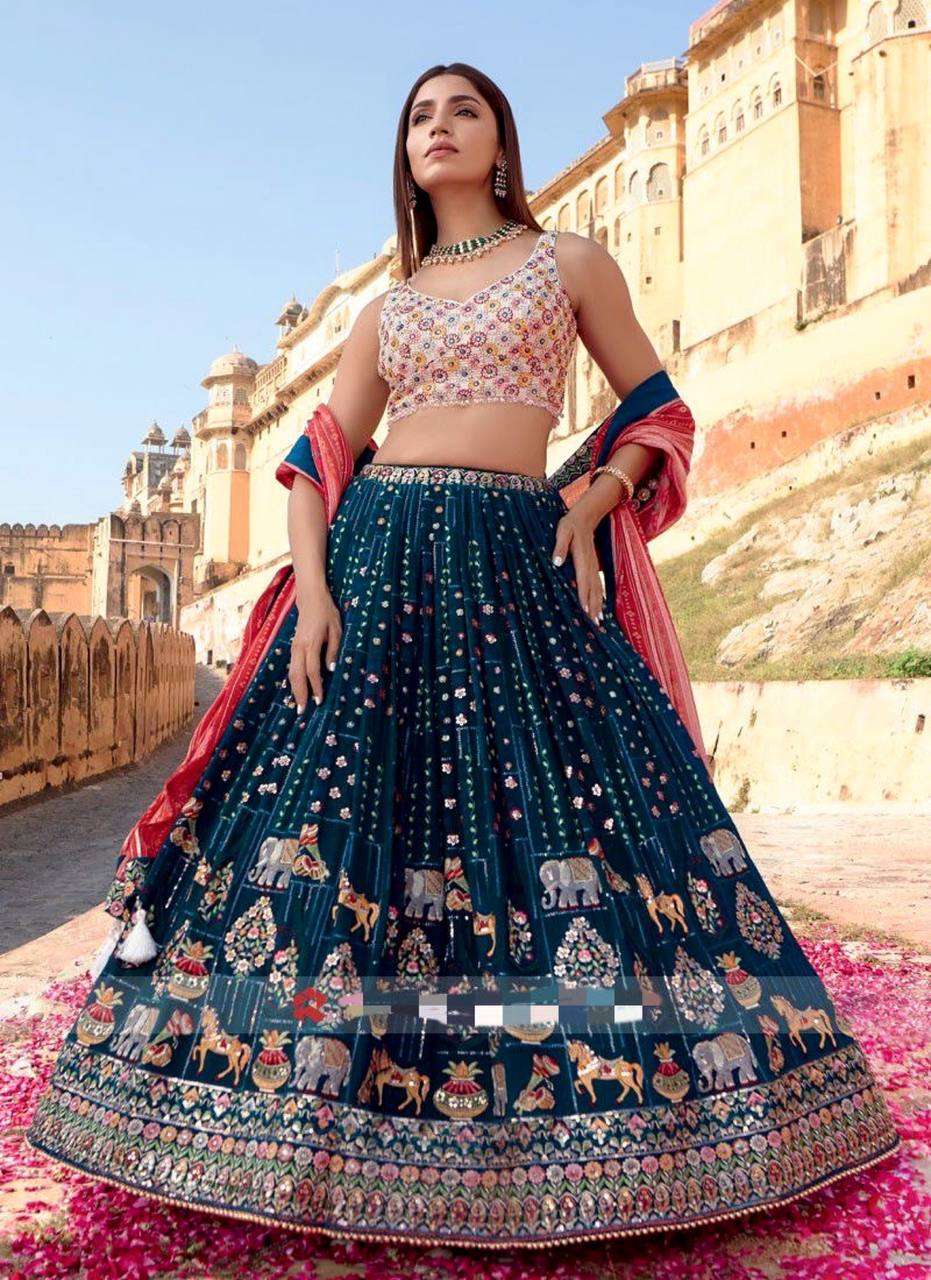 GEORGETTE WITH EMBROIDERY WORK DESIGNER NAVRATRI SPECIAL LEHENGA CHOLI 