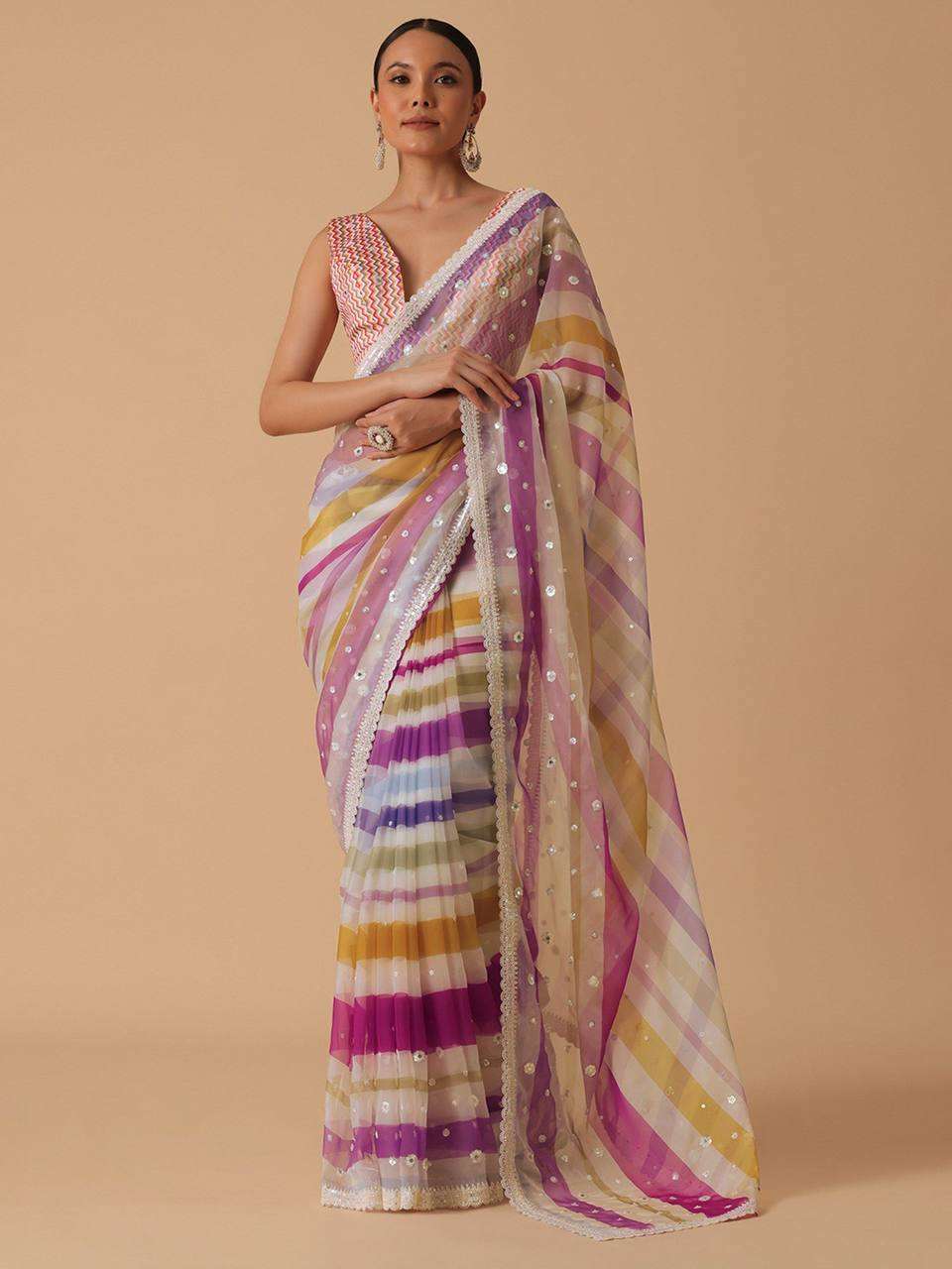 LAHERIYA PRINTED GEORGETTE WITH THREAD EMBROIDERY WORK SAREE 