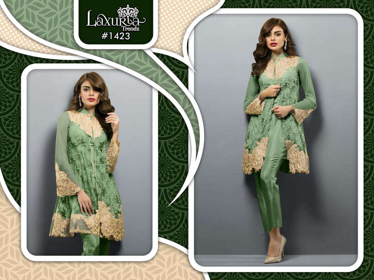 LAXURIA 1423 ORGNAZA GREEN COLOUR FANCY CORD SET PAKISTANI 