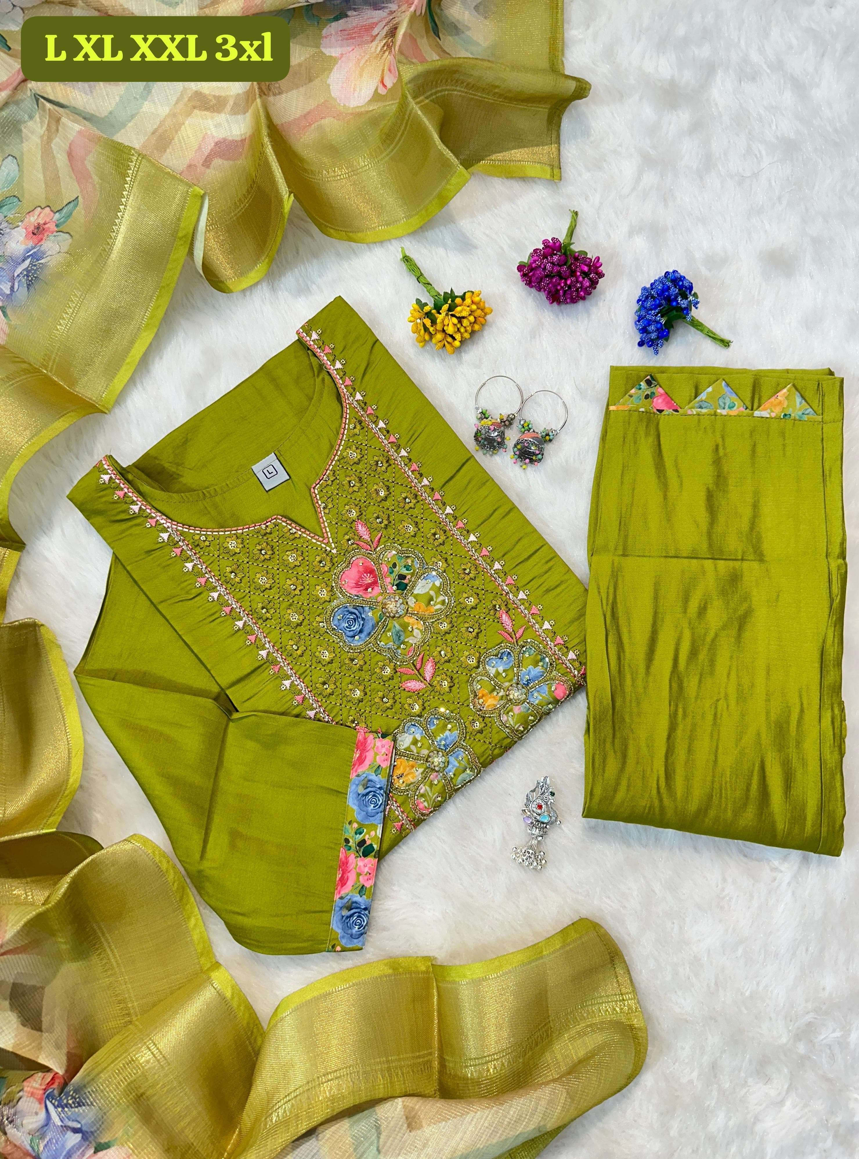 LINEN FABRICS WITH HAND EMBROIDERY WORK FESTIVAL SPECIAL READYMADE SUITS