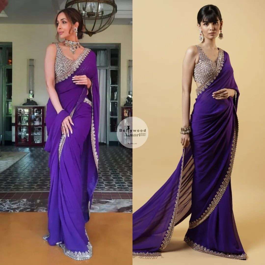 Malaika Arora Inspired Heavy Embroidery Sequence Work SareE