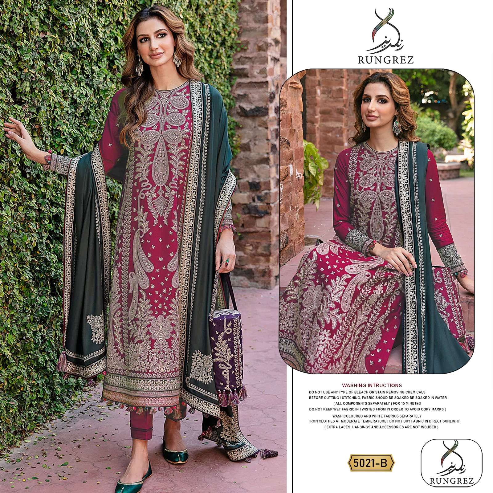 RUNGREZ 5021 GEORGETTE EMBROIDERY WORK PAKISTANI SUITS 