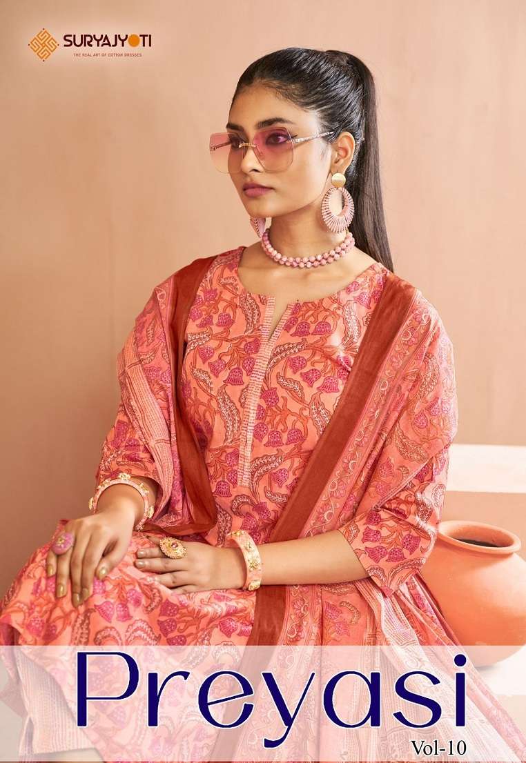 SURYAJYOTI PREYASI VOL 10 COTTON PRINTED READYMADE SUITS 