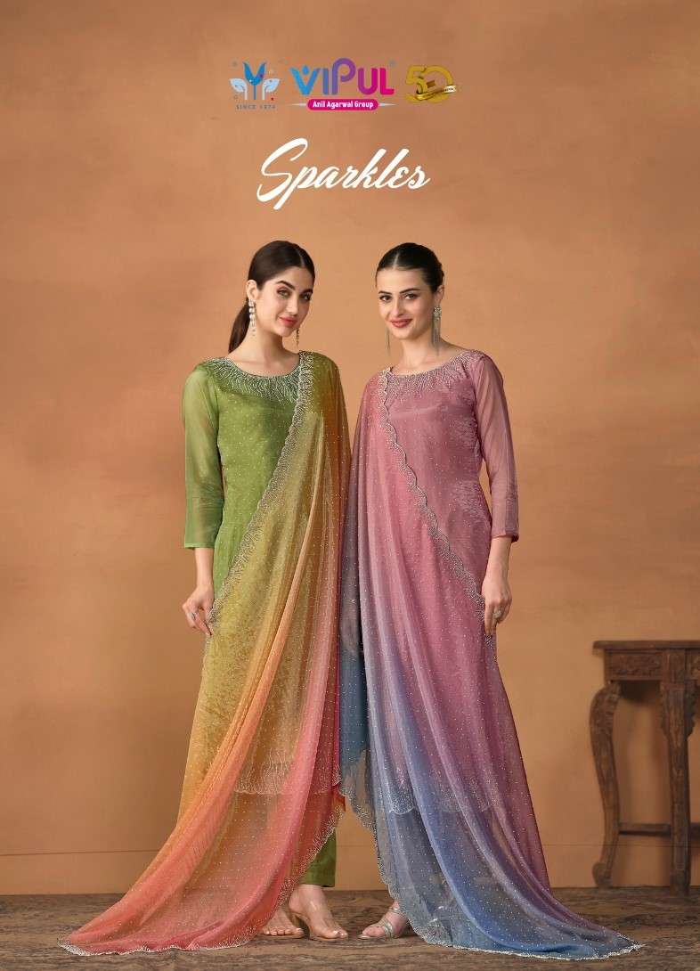 vipul fashion sparkles soft organza with designer salwar kameez 