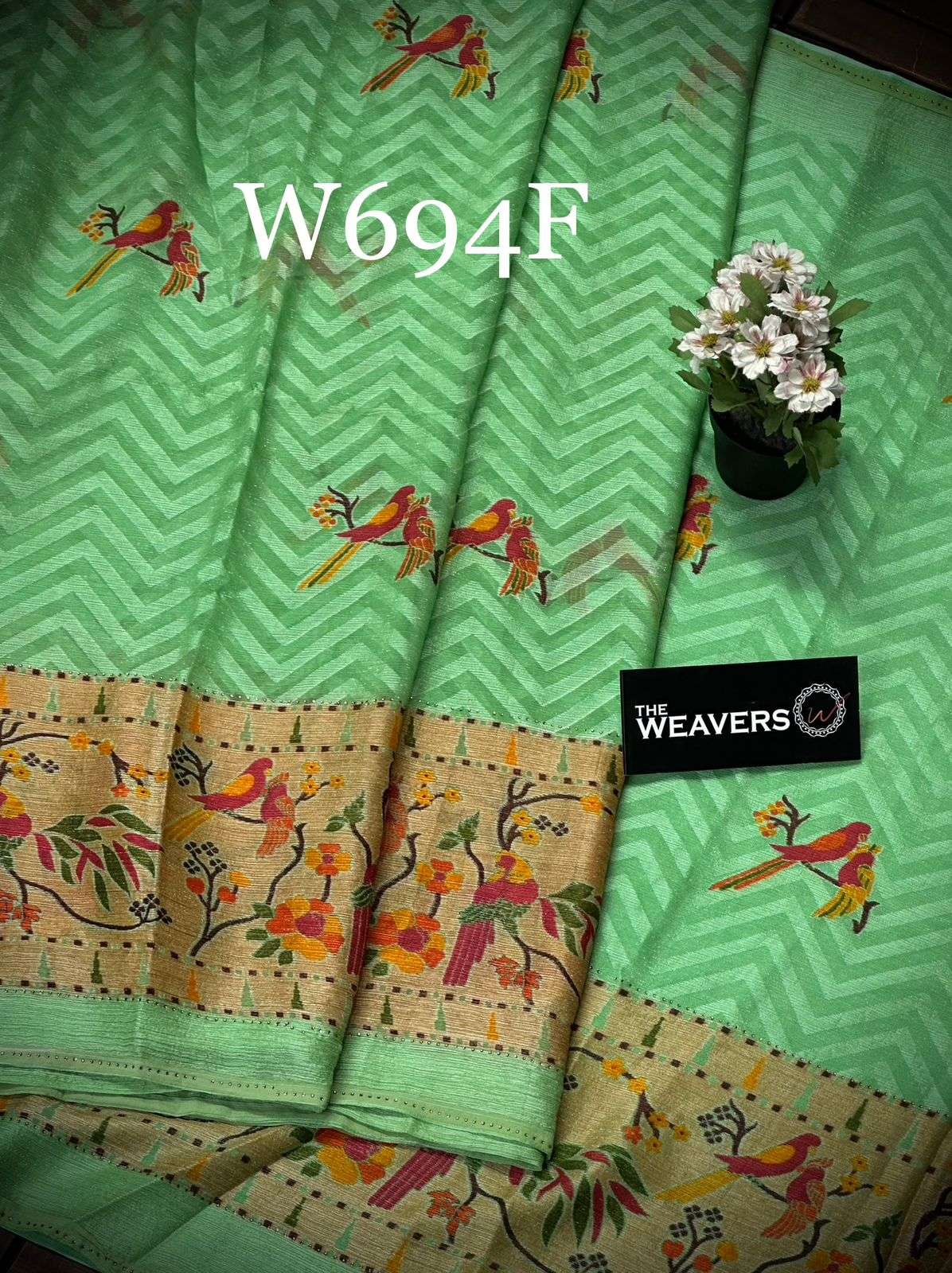 Allover Brasso Weaving PRINT WITH LIGHT WEIGHT CHIFFON SAREE 