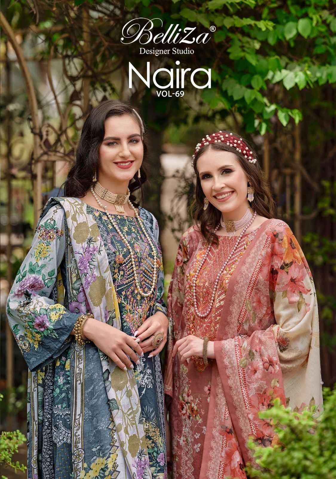 belliza designer studio naira vol 69 reaymade cotton printed