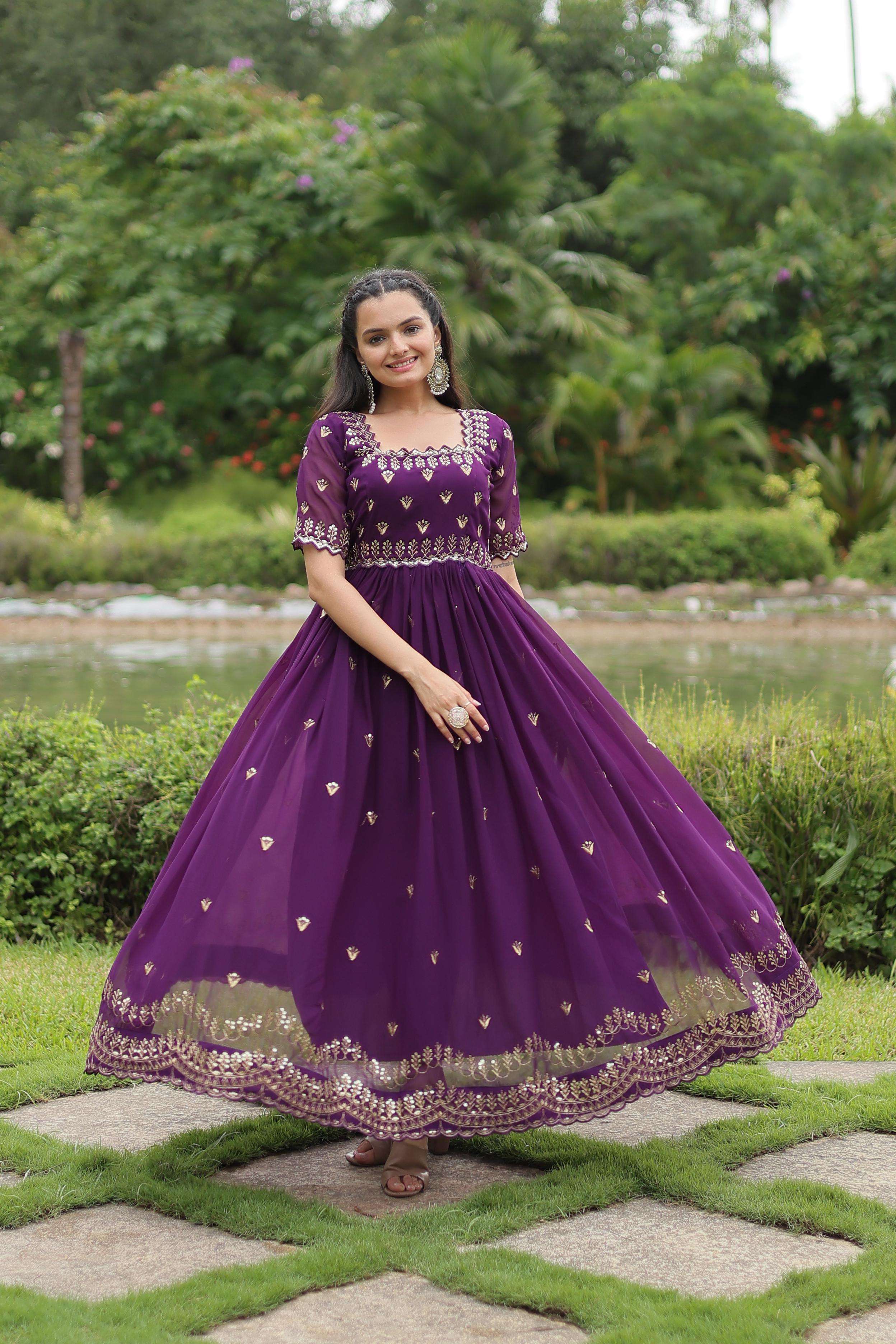 BLOOMING GEORGETTE LONG DESIGNER GOWN 