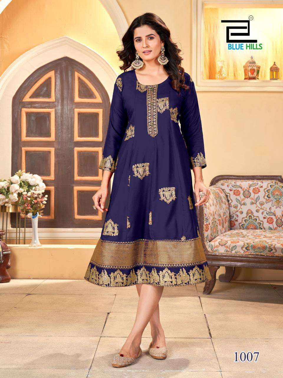 BLUE HILLS PALKI RAYON ANARKALI STYLE KURTI