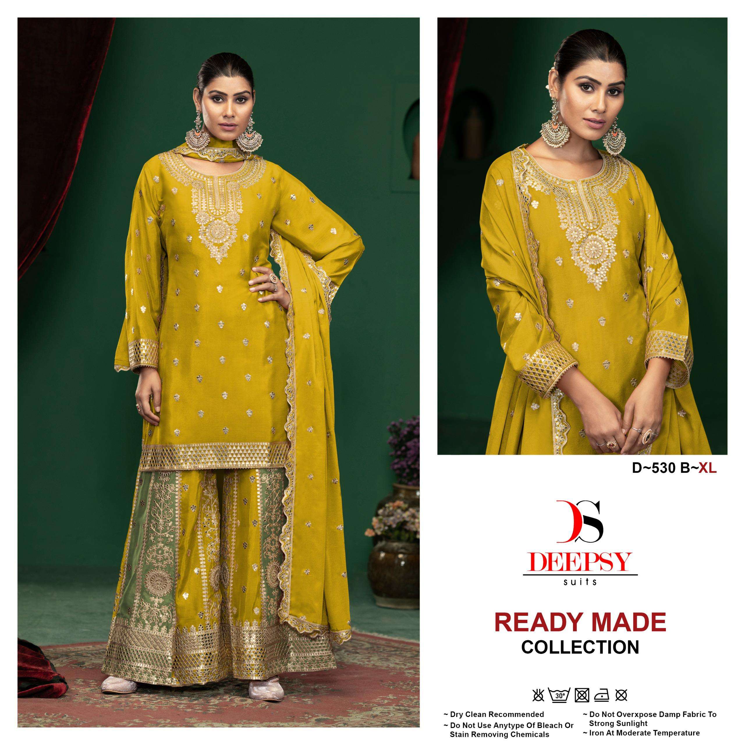 DEEPSY SUITS 530 CHINON SILK EMBROIDERY WORK READYMADE PLAZZO PAIR 