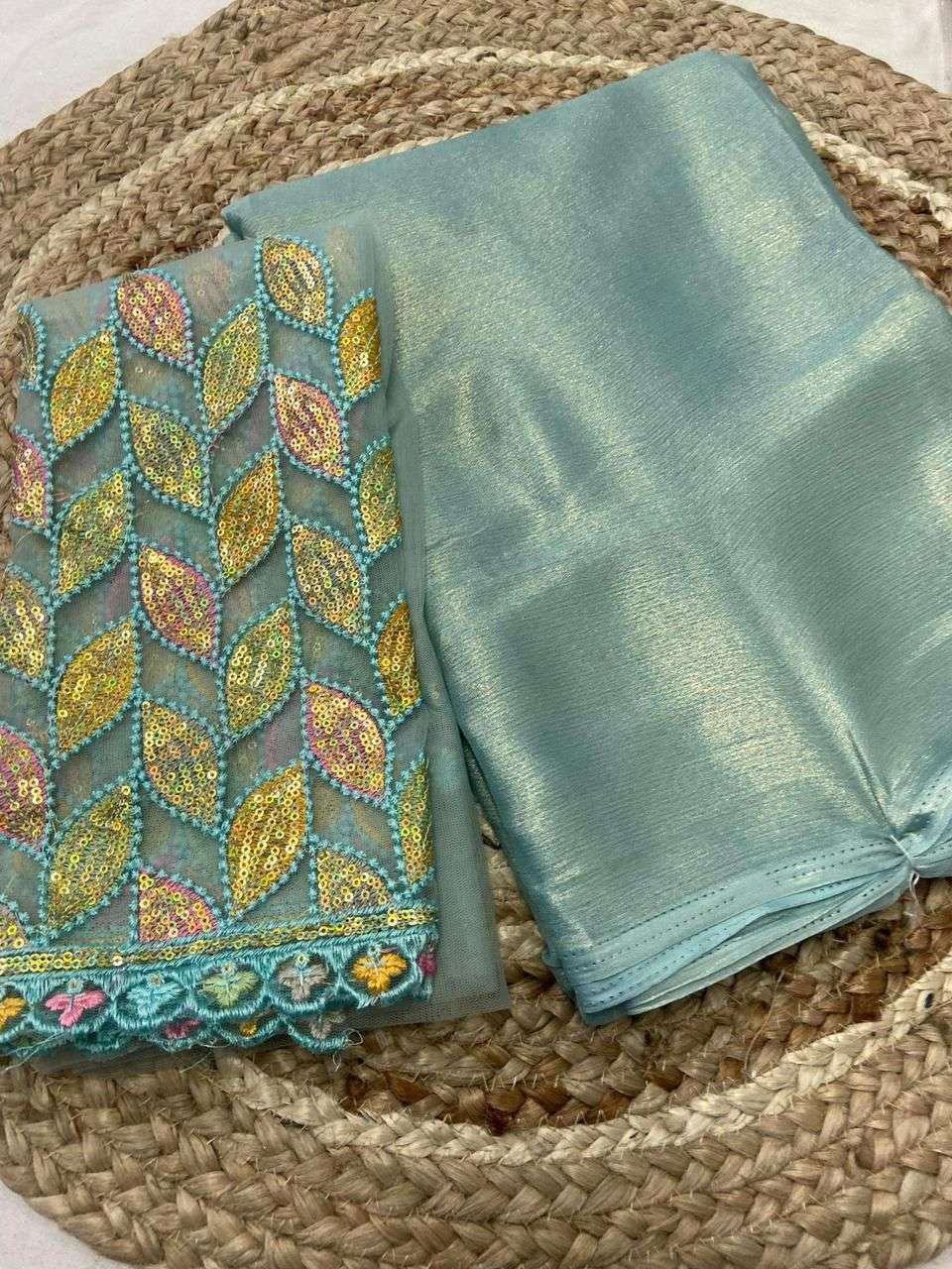 EMBROIDERY WORK BLOUSE WITH CHIFFON SAREE 