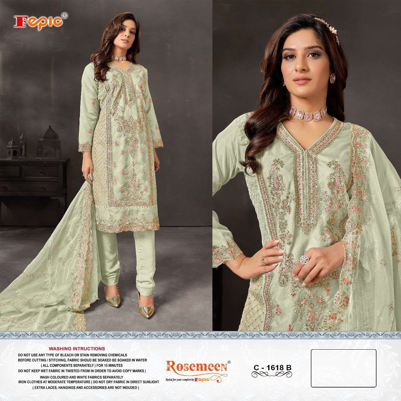 FEPIC RESEMEEN 1618  ORGANZA EMBROIDERY WORK PAKISTANI SUITS