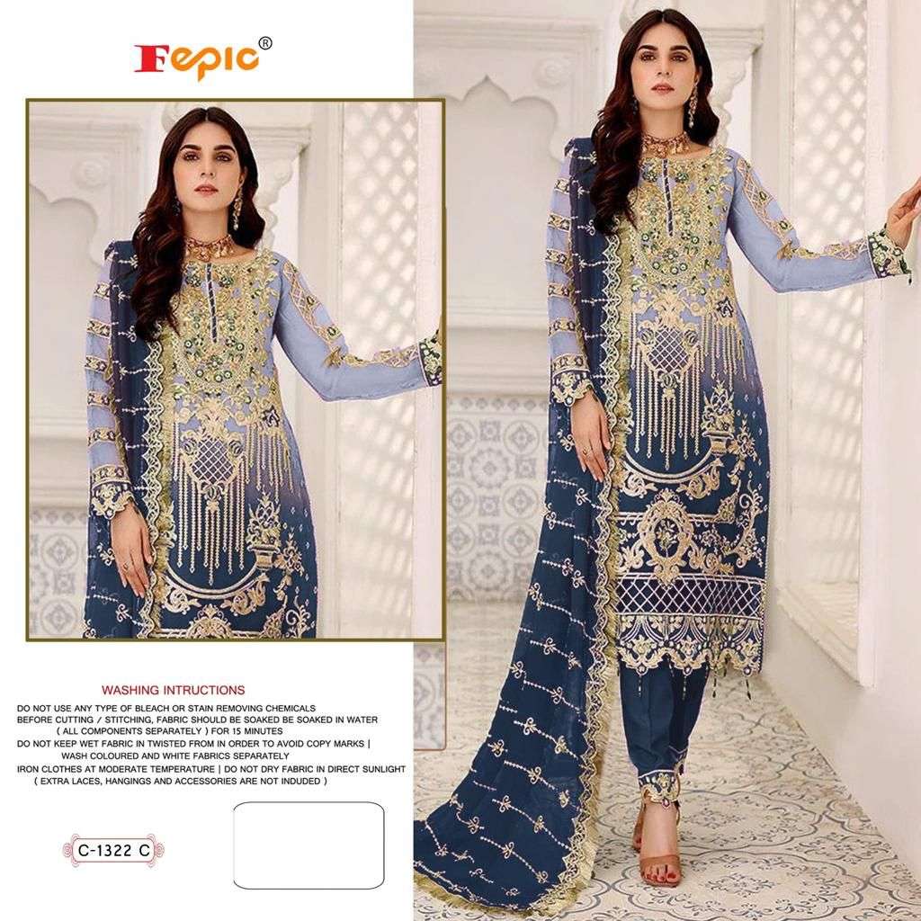 FEPIC ROSEMEEN C 1322 GEORGETTE EMBROIDERY WORK PAKISTANI SUITS 