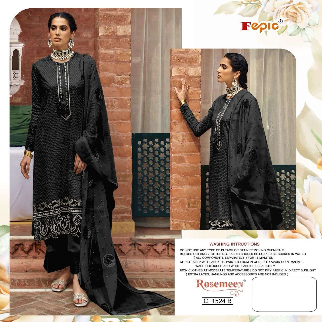 FEPIC ROSEMEEN C 1524 GEORGETTE EMBROIDERY WORK PAKISTANI SUITS 