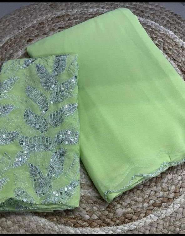 HEAVY EMBROIDERY WORK BLOUSE WITH GEORGETTE PLAIN SAREE