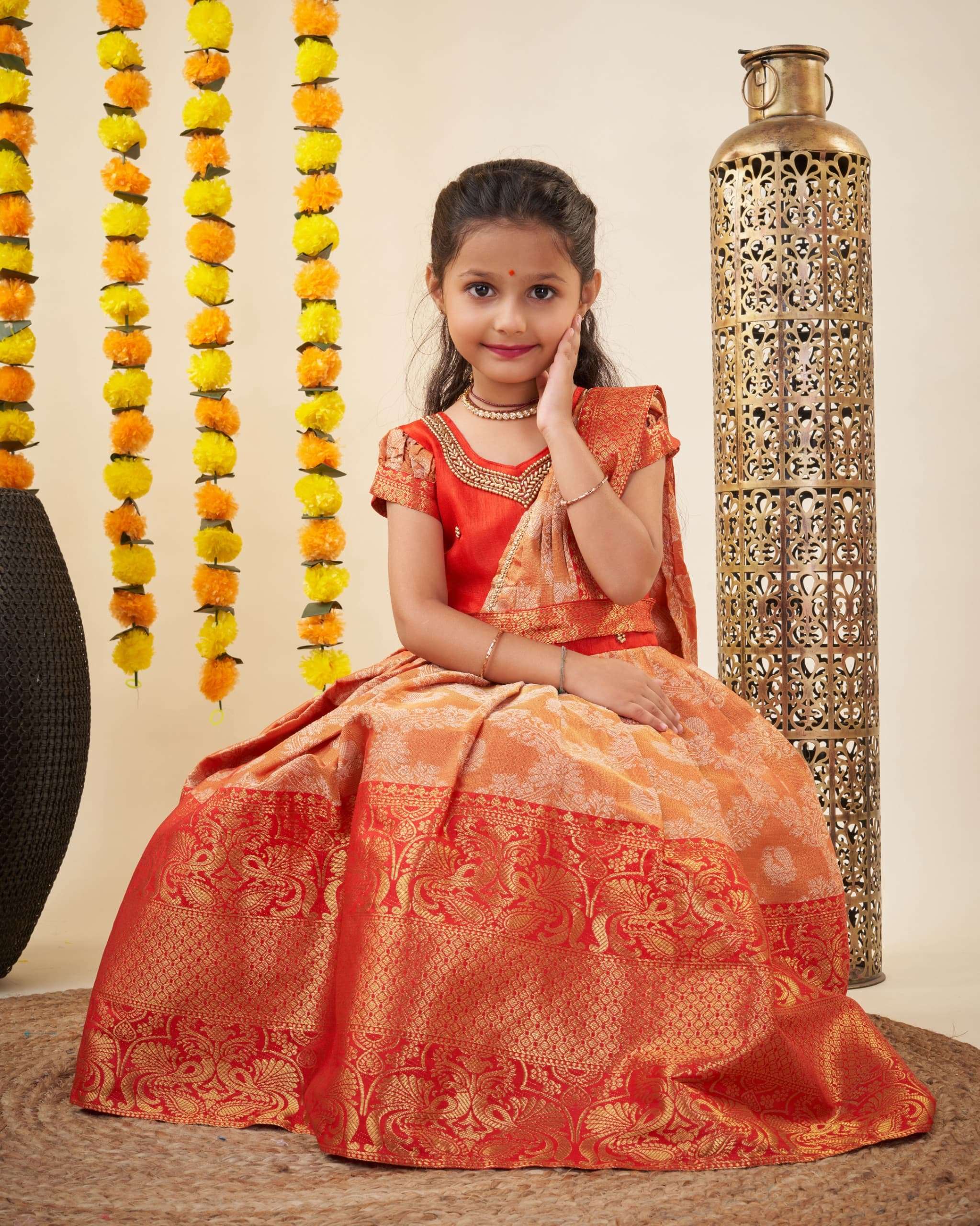 KANJIVARAM FABRICS TRADITIONAL LOOK KIDS GOWN 