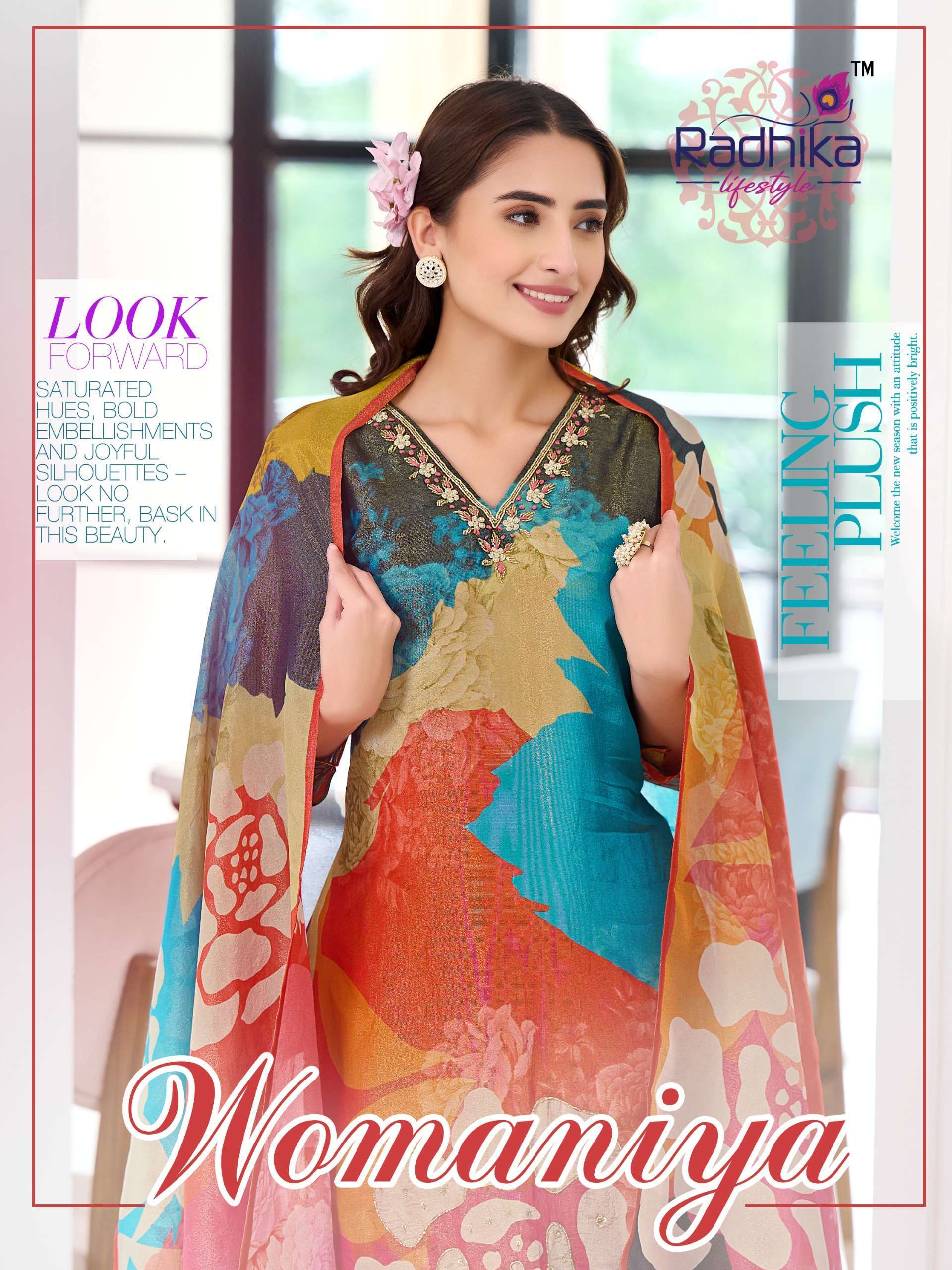 RADHIKA LIFESTYLE WOMANIYA VOL 1  DIGITAL PRINTED HAND WORK READYMADE SUITS 