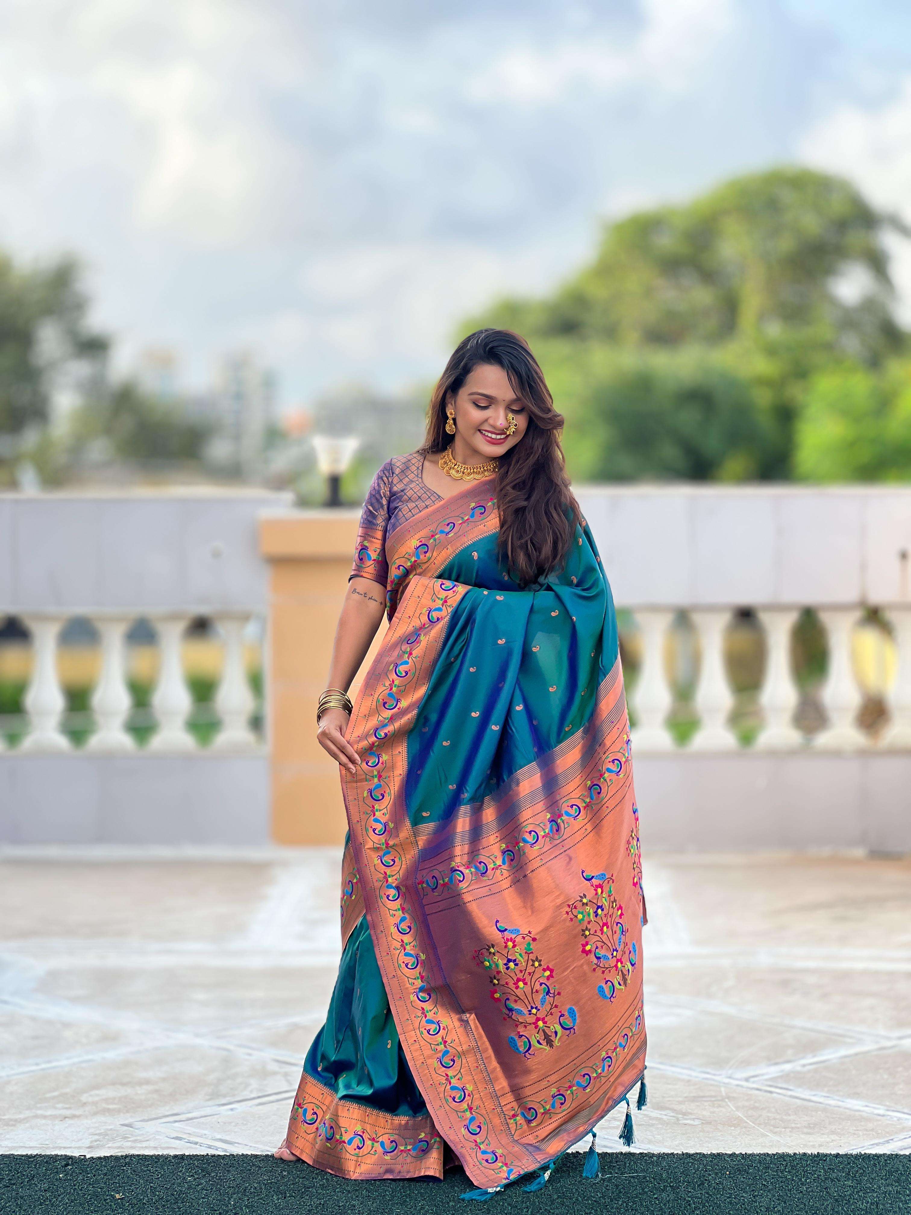 RICH LOOK PAITHANI BORDER SILK WITH MOTIF ALL OVER SAREE