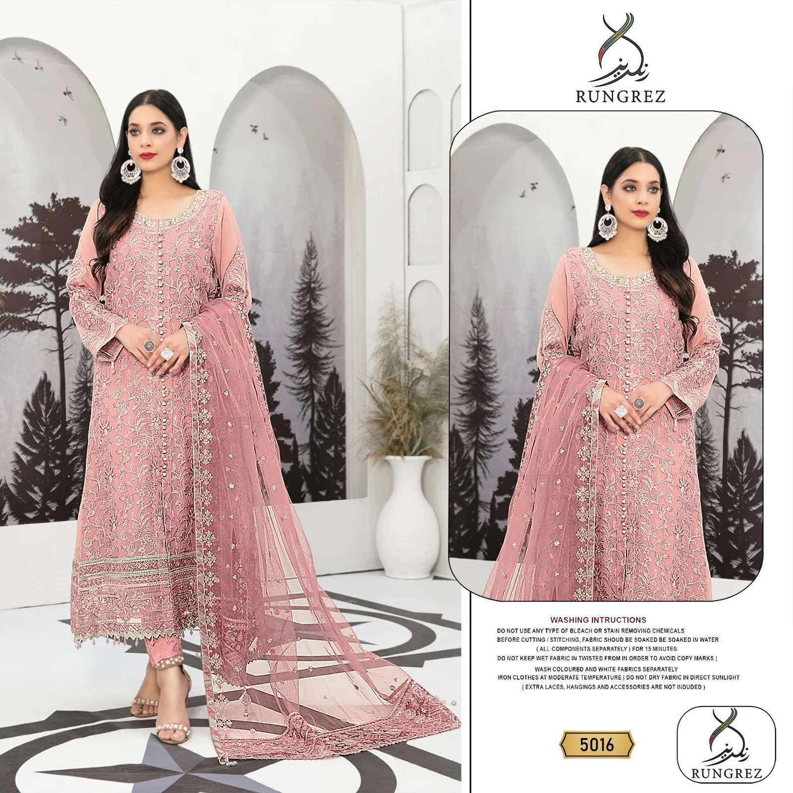 RUNGREZ 5016 GEORGETTE FABRICS EMBROIDERY WORK PAKISTANI SUITS