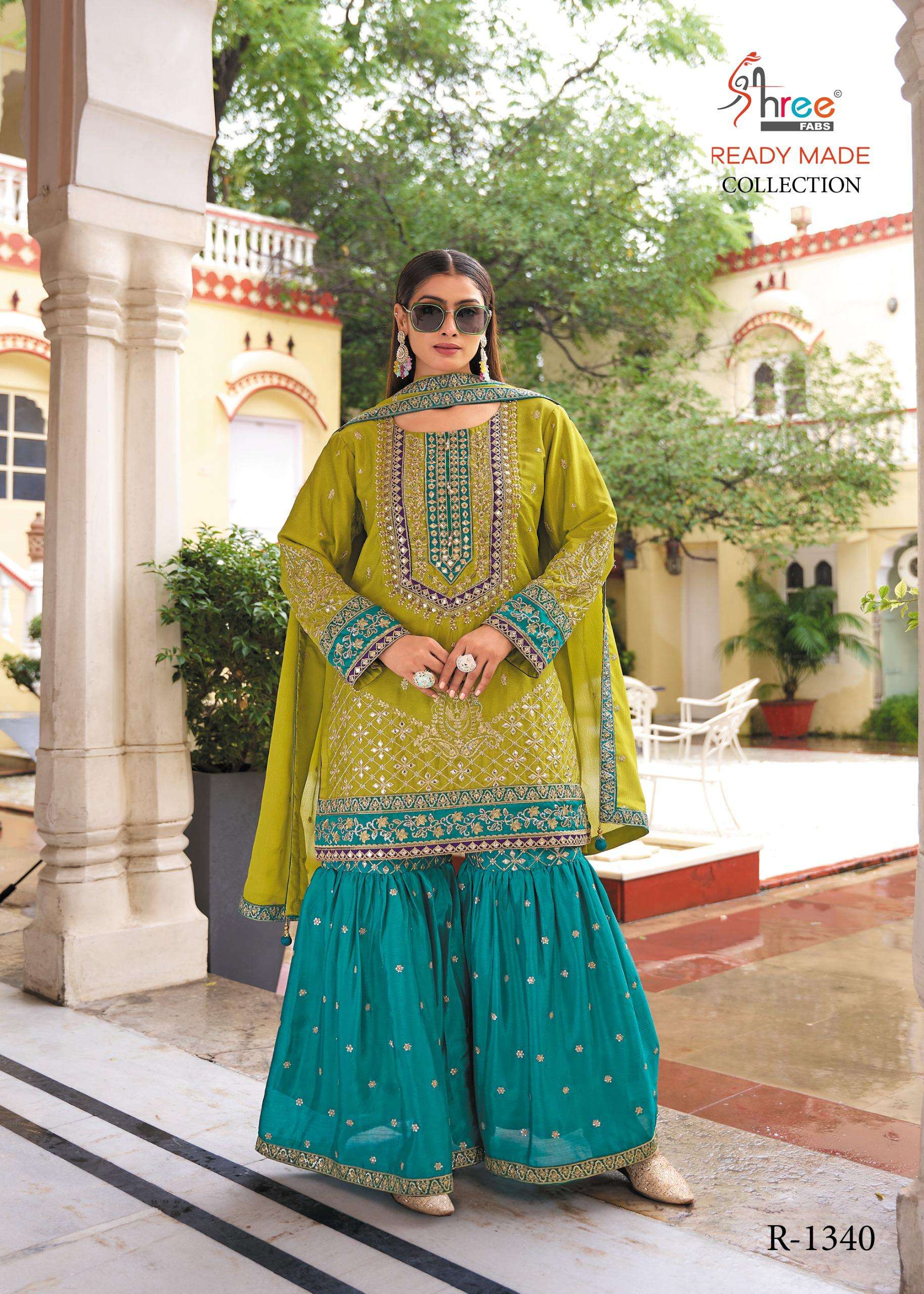 SHREE FABS 1340 SEIRES CHINON SILK HEVAY WORK READYMADE SUITS 