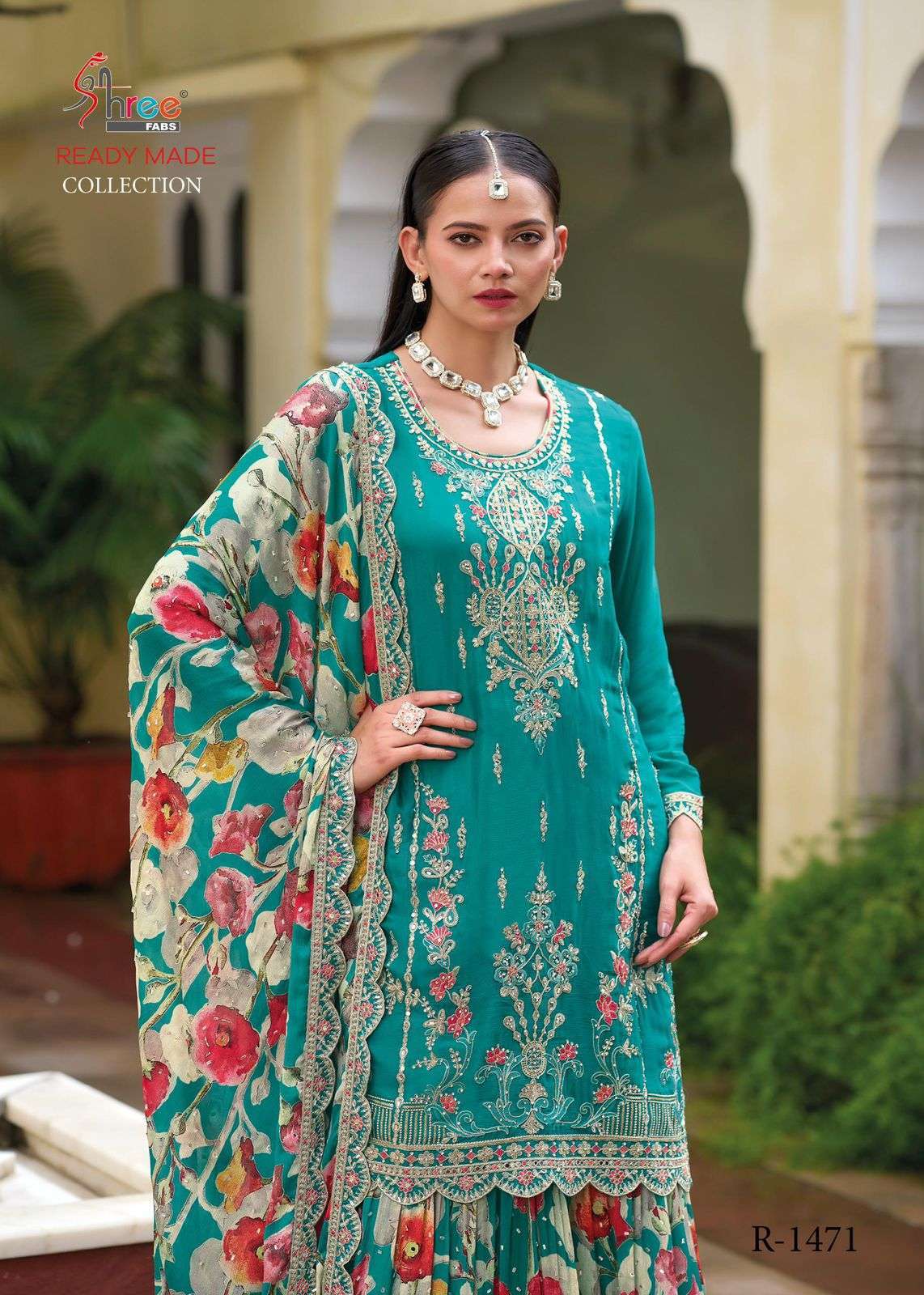 SHREE FABS 1471 COLOURS CHINON EMBROIDERY WORK READYMADE PAKISTANI SUITS 