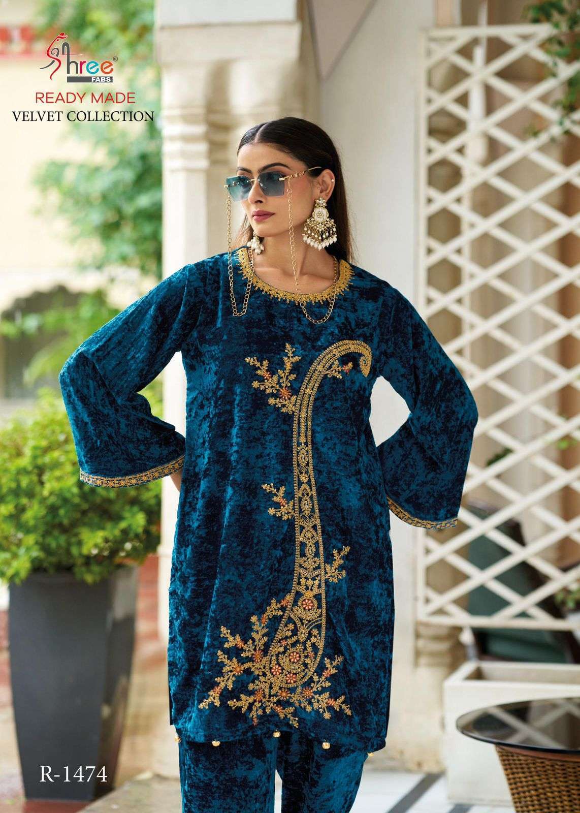 SHREE FABS 1474 COLOURS READYMADE VELVET FABRICS PAKISTANI SUITS 