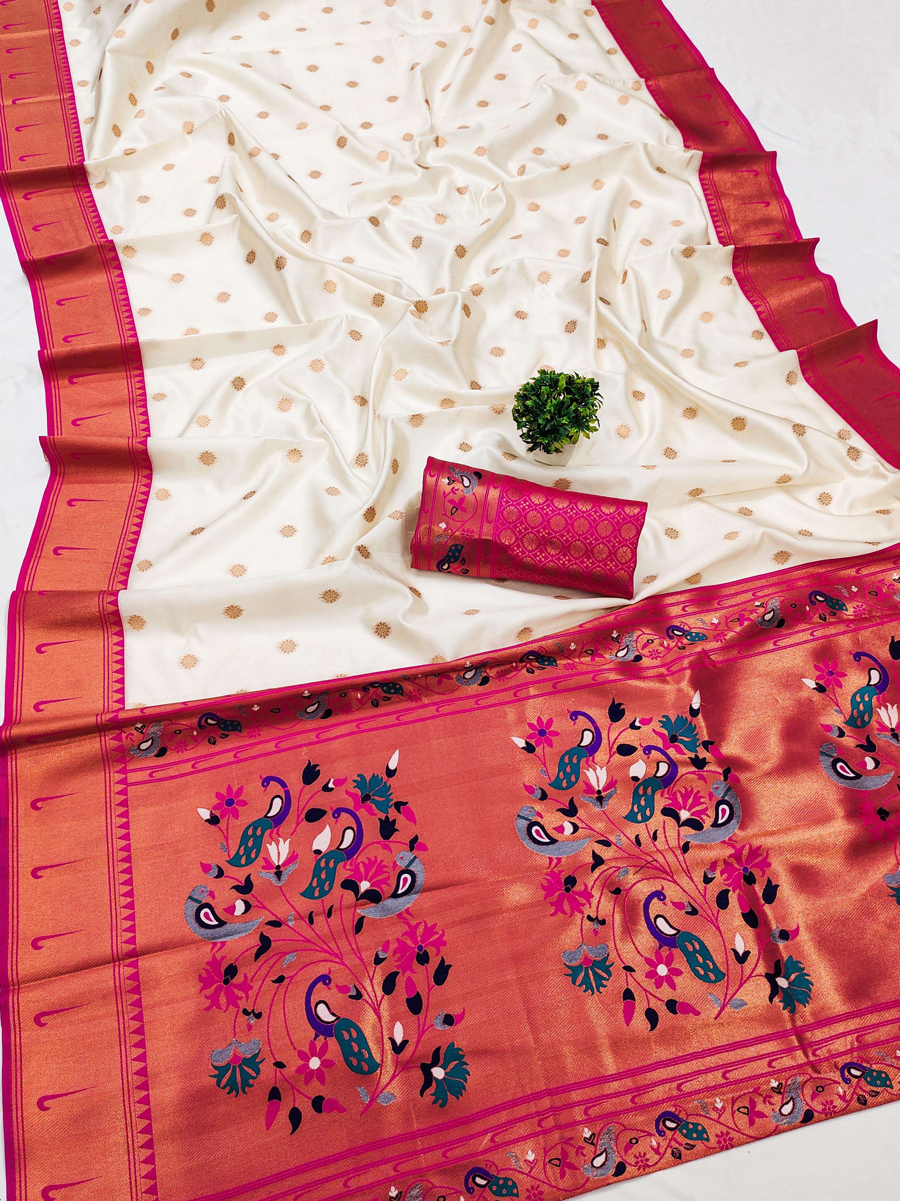 Soft Pethani silk saree with Copper zari WEAVING motifs design SAREE 