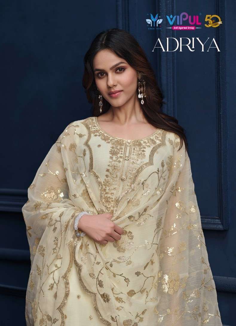 VIPUL FASHION ADRIYA CHIFFON ORGANZA DESIGNER SUITS SUPPLIER IN SURAT