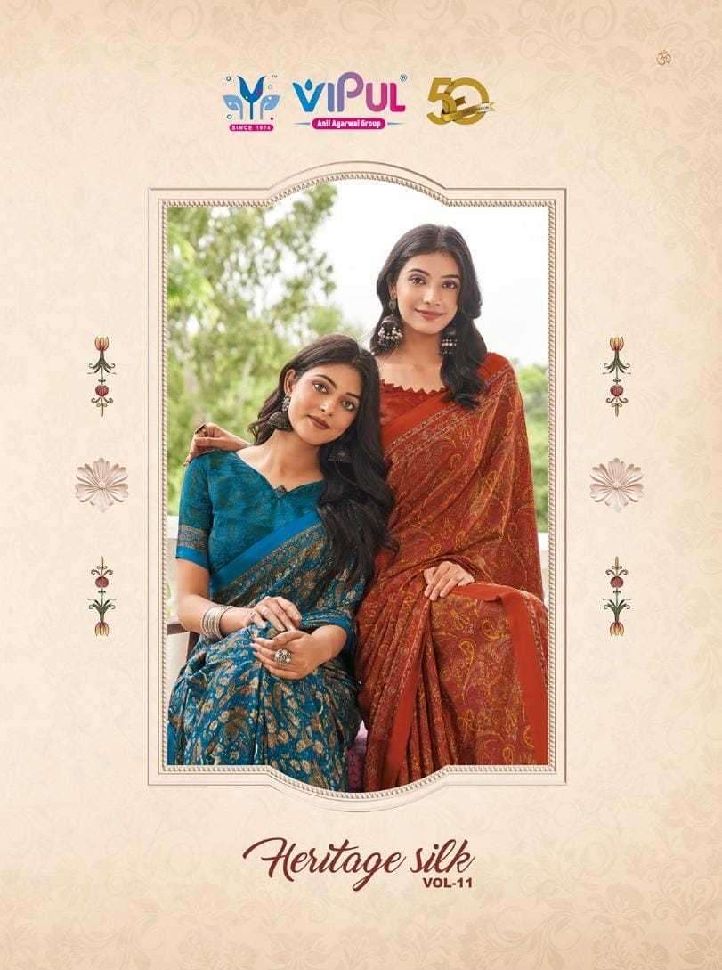 VIPUL FASHION HERITAGE SILK VOL 11 CREAP SILK FANCY SAREE 