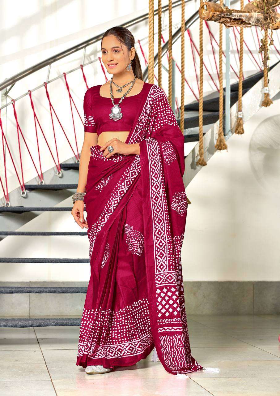 BATIK SESSION BLOCK PRINT COTTON SAREES COLLECTION AT ONLINE  