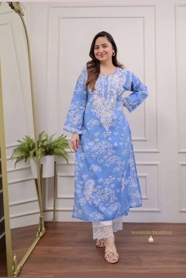 COTTON CHIKAN KURTI PALAZZO SET WOMEN COLLECTION COMBO OF FF