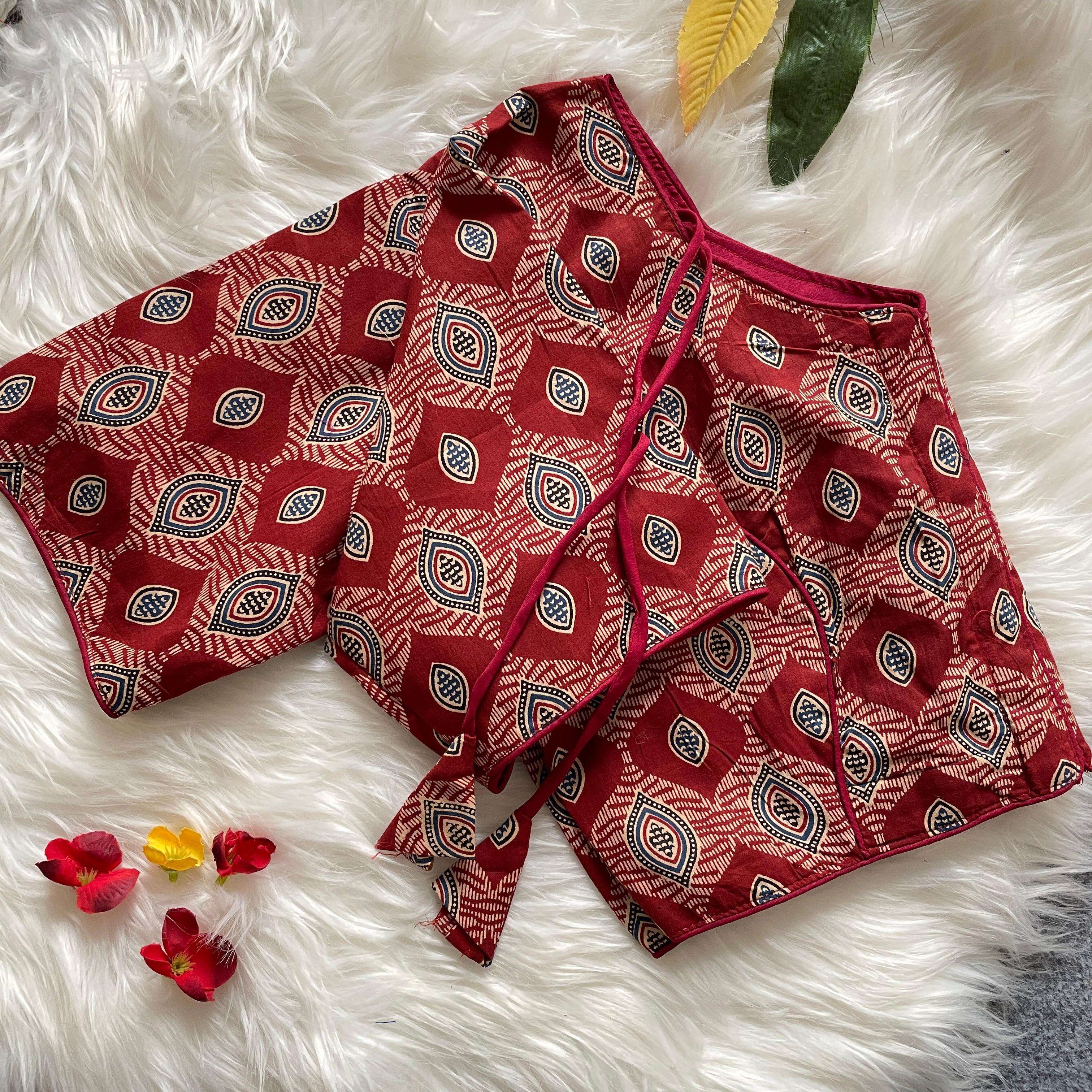 Cotton printed stich blouse rf