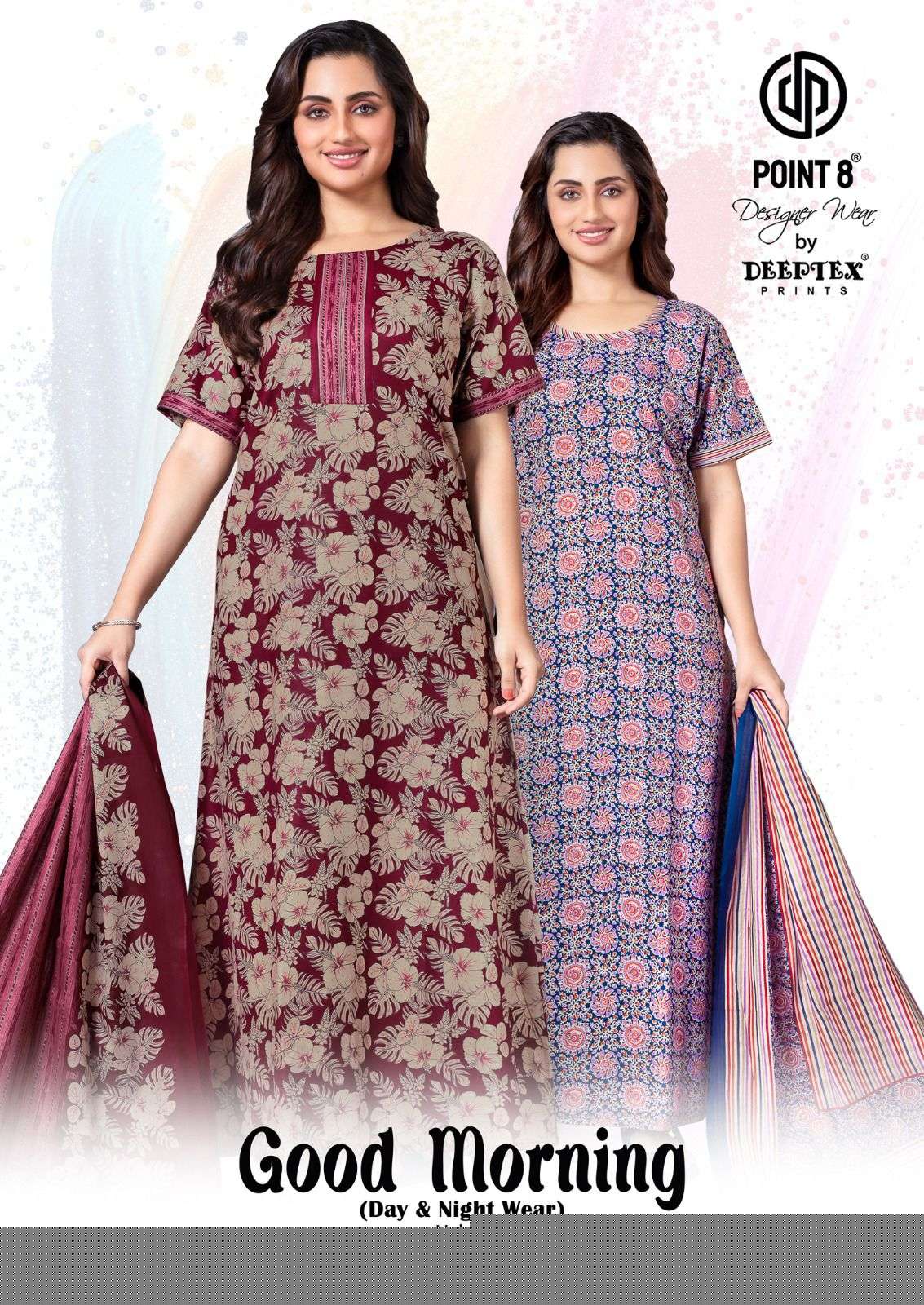 DEEPTEX GOOD MORNING VOL 2 COTTON NIGHTY WITH DUPATTA FOR WHOLESALE 