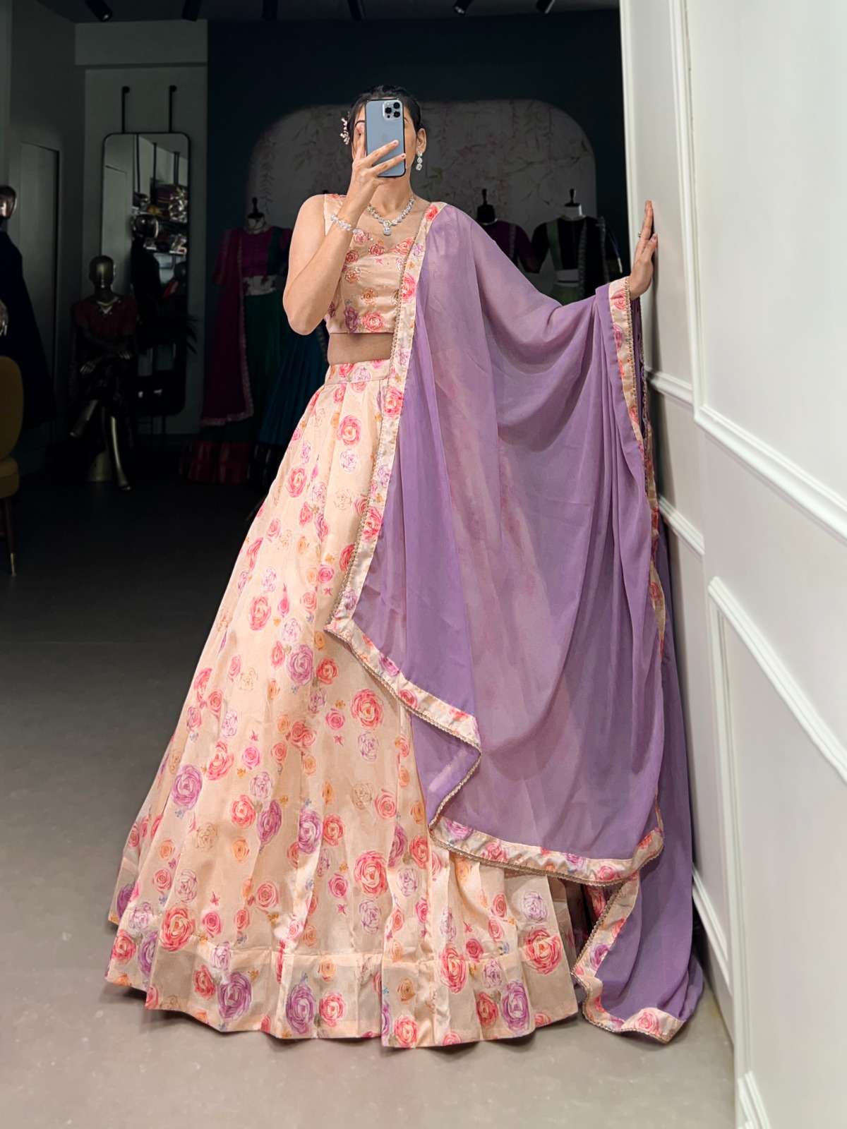 TUSSER SILK PRINTED LEHENGA CHOLI LNB 1008