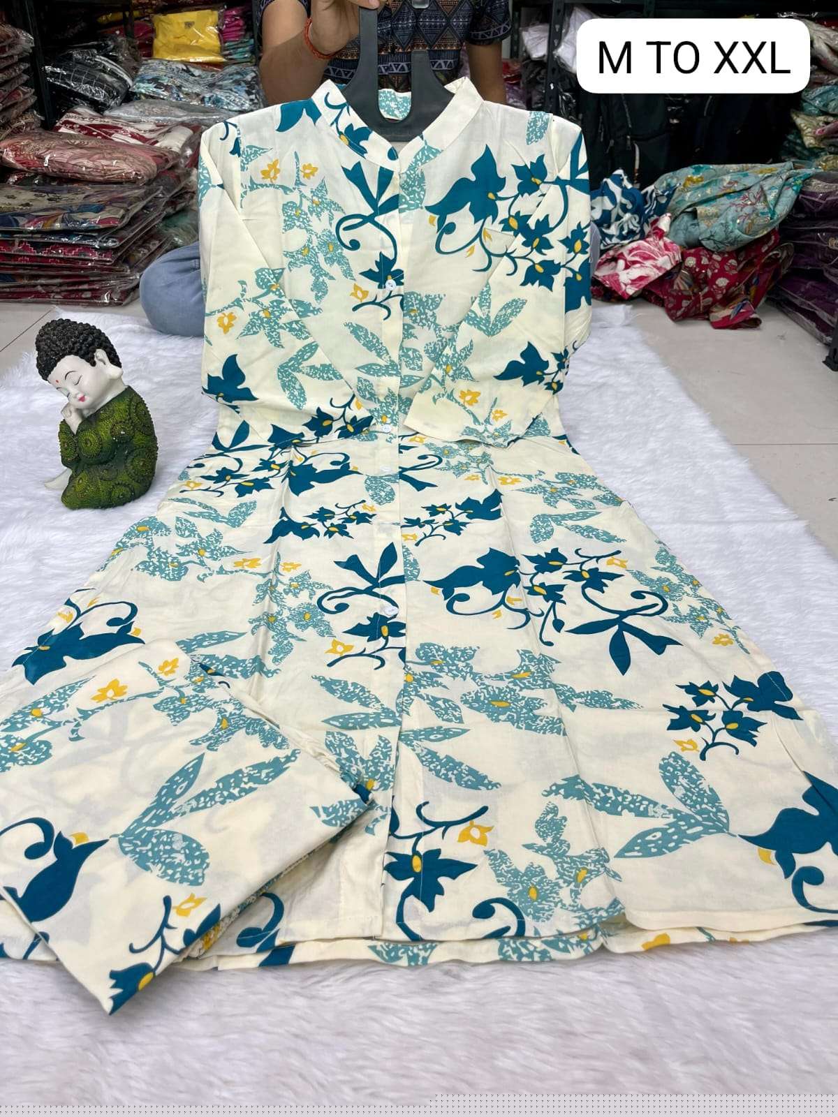 WHITE FLOWER PRINT CORD SET CLOTH DAILY WEAR RESELLER VRD