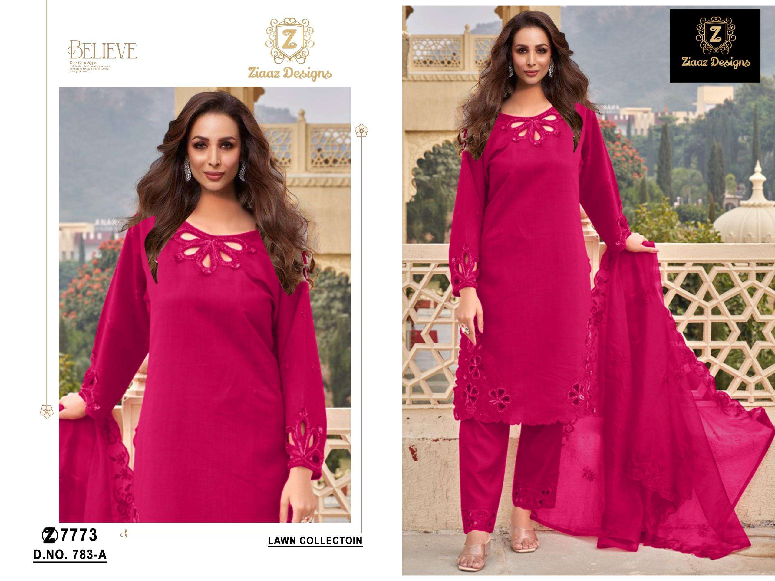 ZIAAZ DESIGNS 783 COTTON FABRIC CUTWORK SALWAR KAMEEZ MATERIAL ONLINE