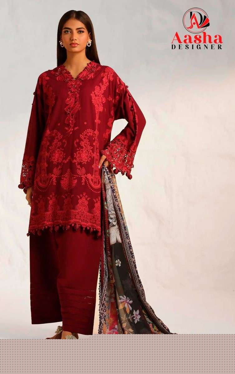 AASHA DESIGNER SANA SADINAZ VOL 4 TOP PAKISTANI STYLE SUIT UNTITCH CATALOG DEALER SHOP