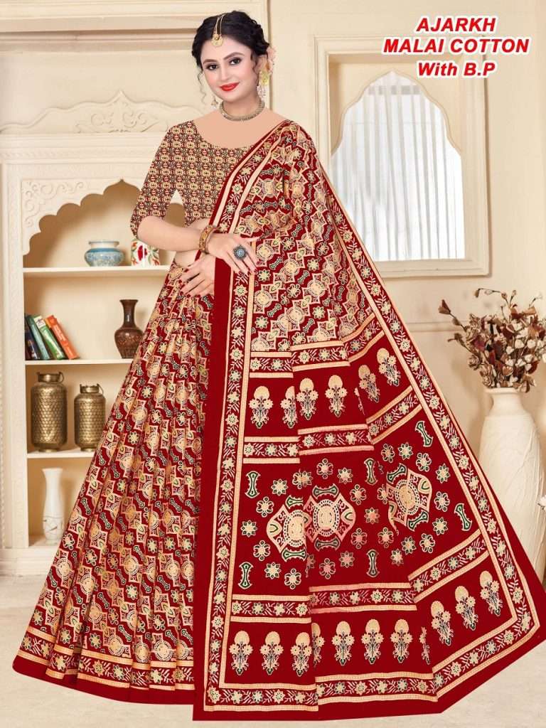 AJRAKH PRINTED COTTON FABRIC SUMMER SPECIAL SAREE