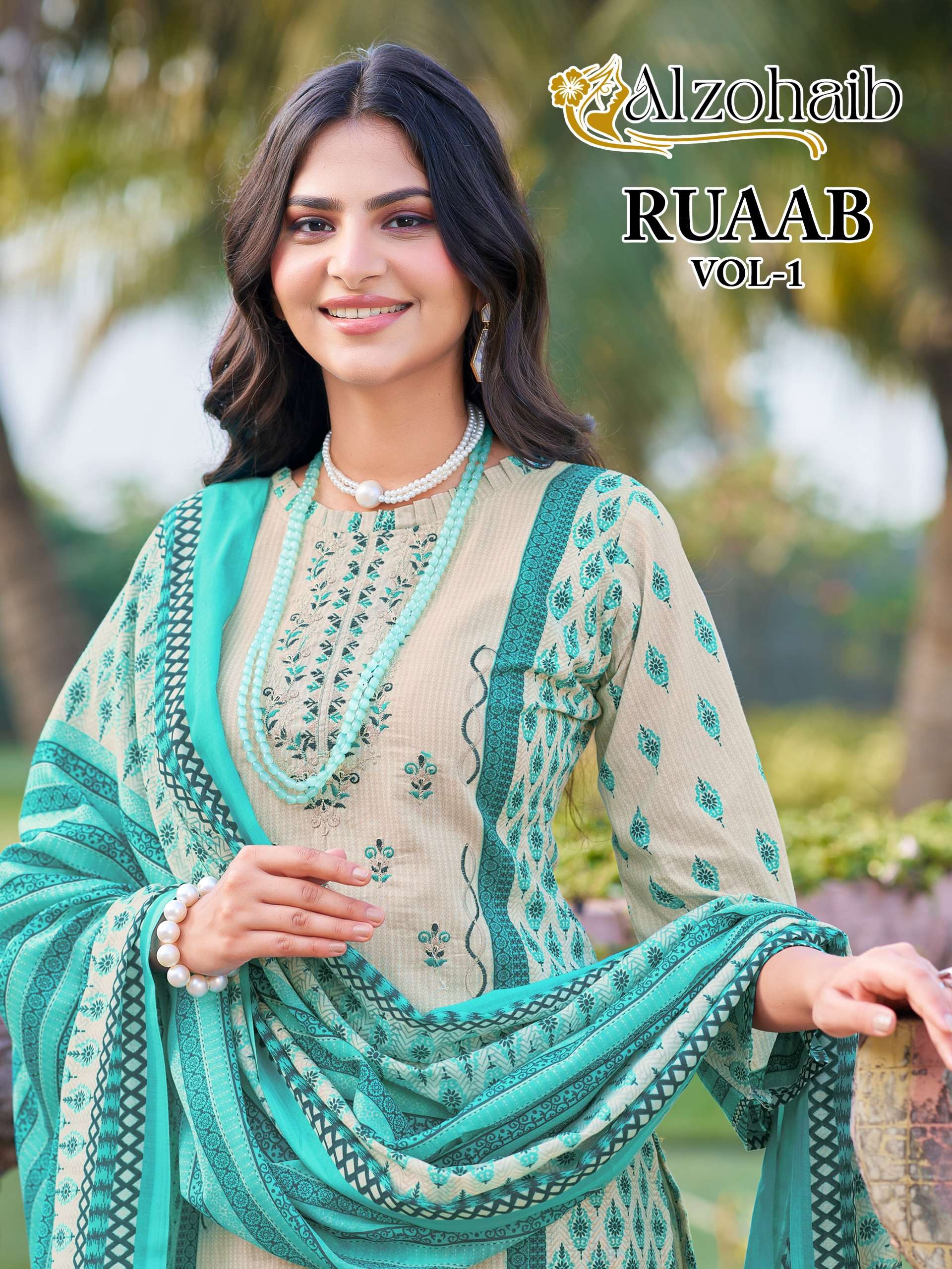 AL ZOHAIB RUAAB VOL 1 PAKISTANI DESIGNER WORK SUIT COLLECTION RESELLER 